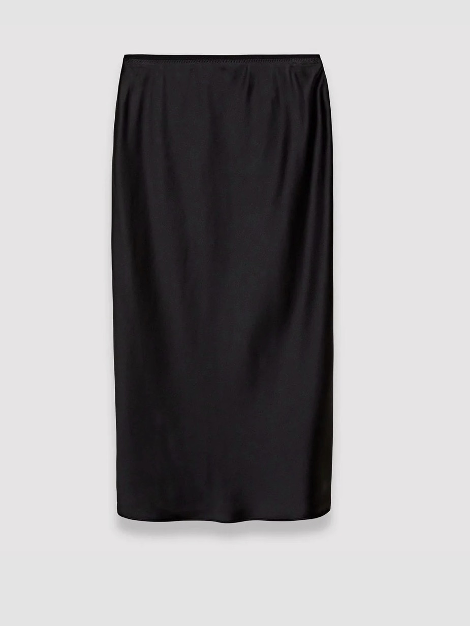 Joseph Isaak Black Silk Satin Midi Slip Skirt Size 36 Nwt